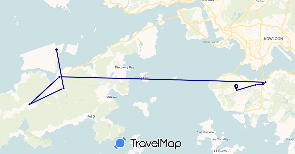 TravelMap itinerary: driving in China, Hong Kong (Asia)